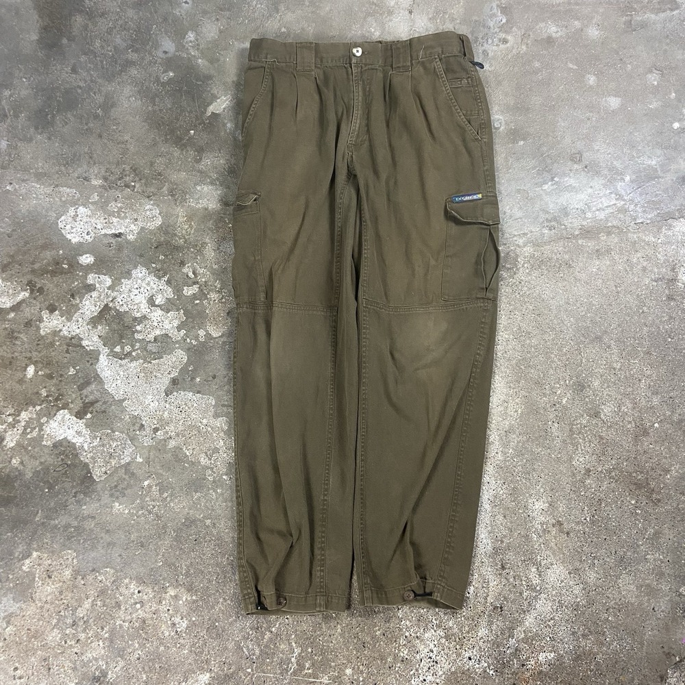 Vintage 90s ExOfficio Cargo Pants Size Large Green Canvas Straight Fit Work Wear